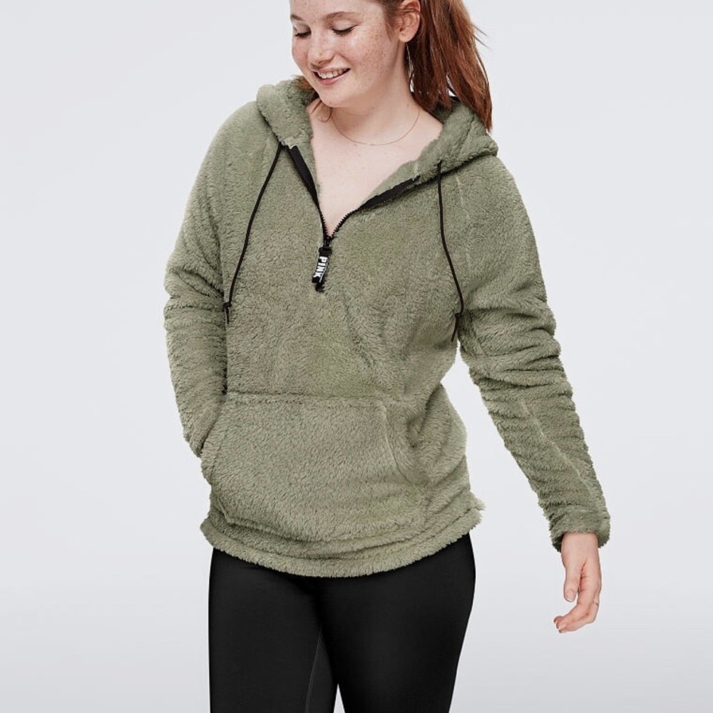 BNWT VS Pink Teddy Green Fleece Hoodie